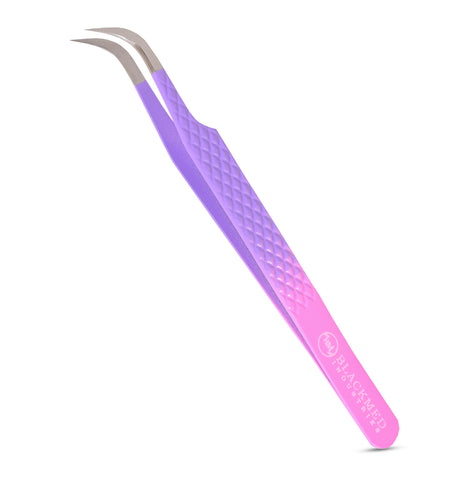 Purple Pink Semi Curved Tweezer